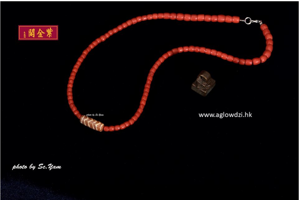 序號：1561  特殊紅玉髓天珠配老紅珊瑚項串